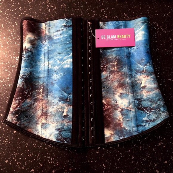 Be Glam Beauty Other - (XL) OCEAN BLUE MARBLE WAIST TRAINER